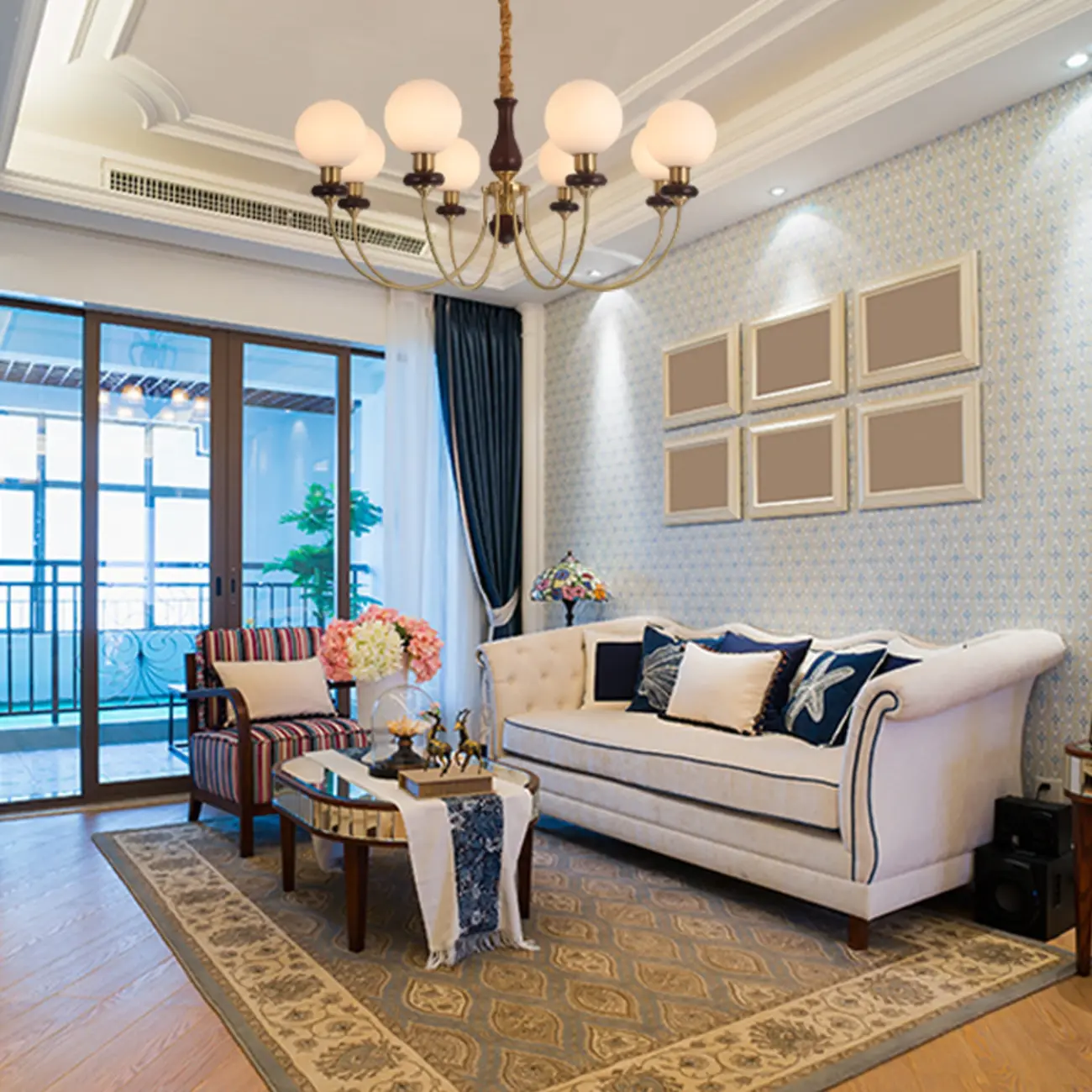 Black Glass Globe Modern Linear Chandelier Image - 3 | homeyfad