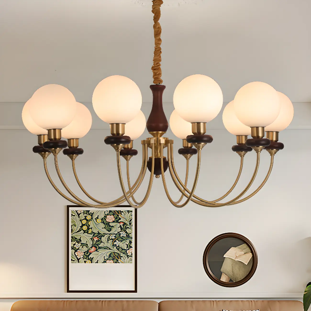 Black Glass Globe Modern Linear Chandelier Image - 1 | homeyfad