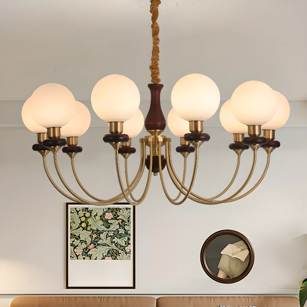 Black Glass Globe Modern Linear Chandelier Image - 1