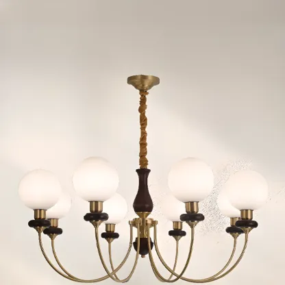 Black Glass Globe Modern Linear Chandelier Image - 8