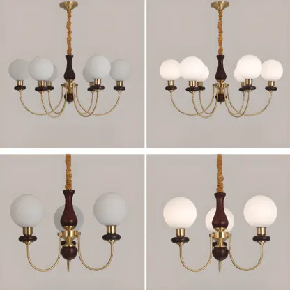 Black Glass Globe Modern Linear Chandelier Image - 11