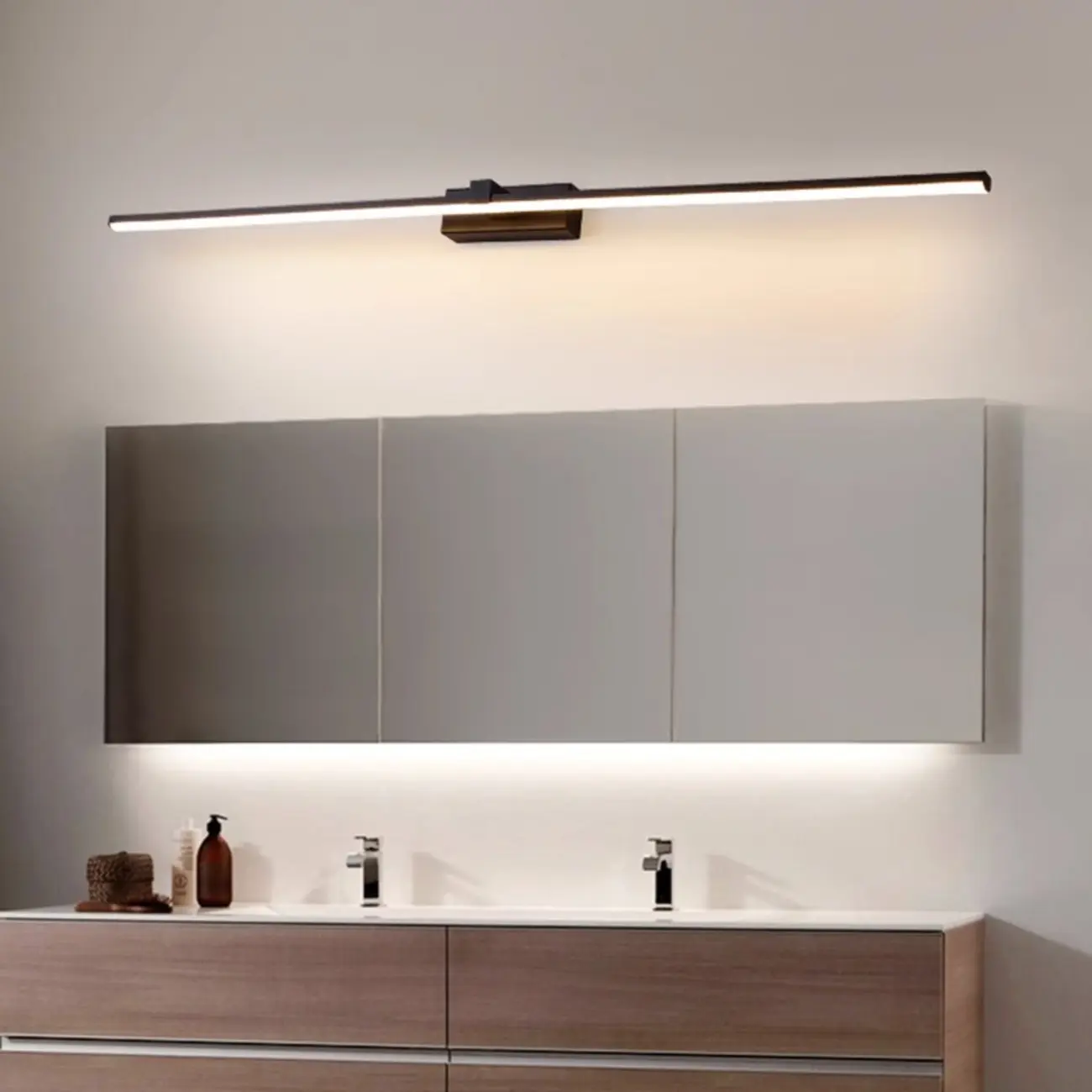 Minimalistic Long Linear LED Vanity Light with Natural Light Image - 2 | homeyfad