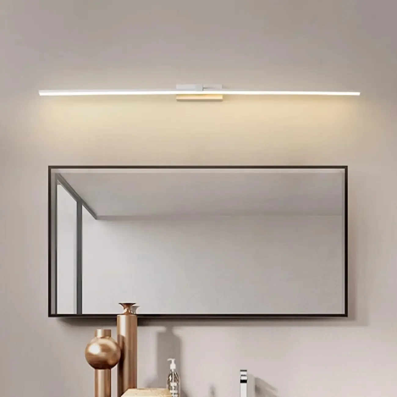 Minimalistic Long Linear LED Vanity Light with Natural Light Image - 1