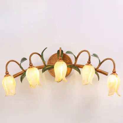 Vintage Brass Arc Flower Shape Vanity Light for Bathroom Use