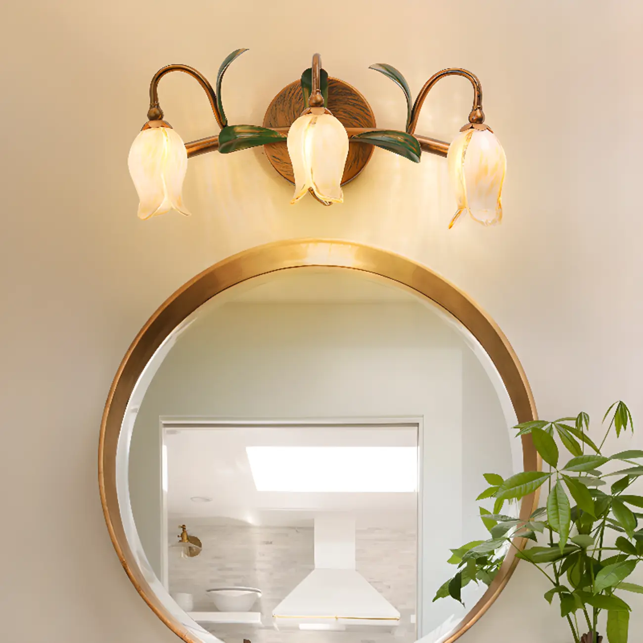 Vintage Brass Arc Flower Shape Vanity Light for Bathroom Use | homeyfad