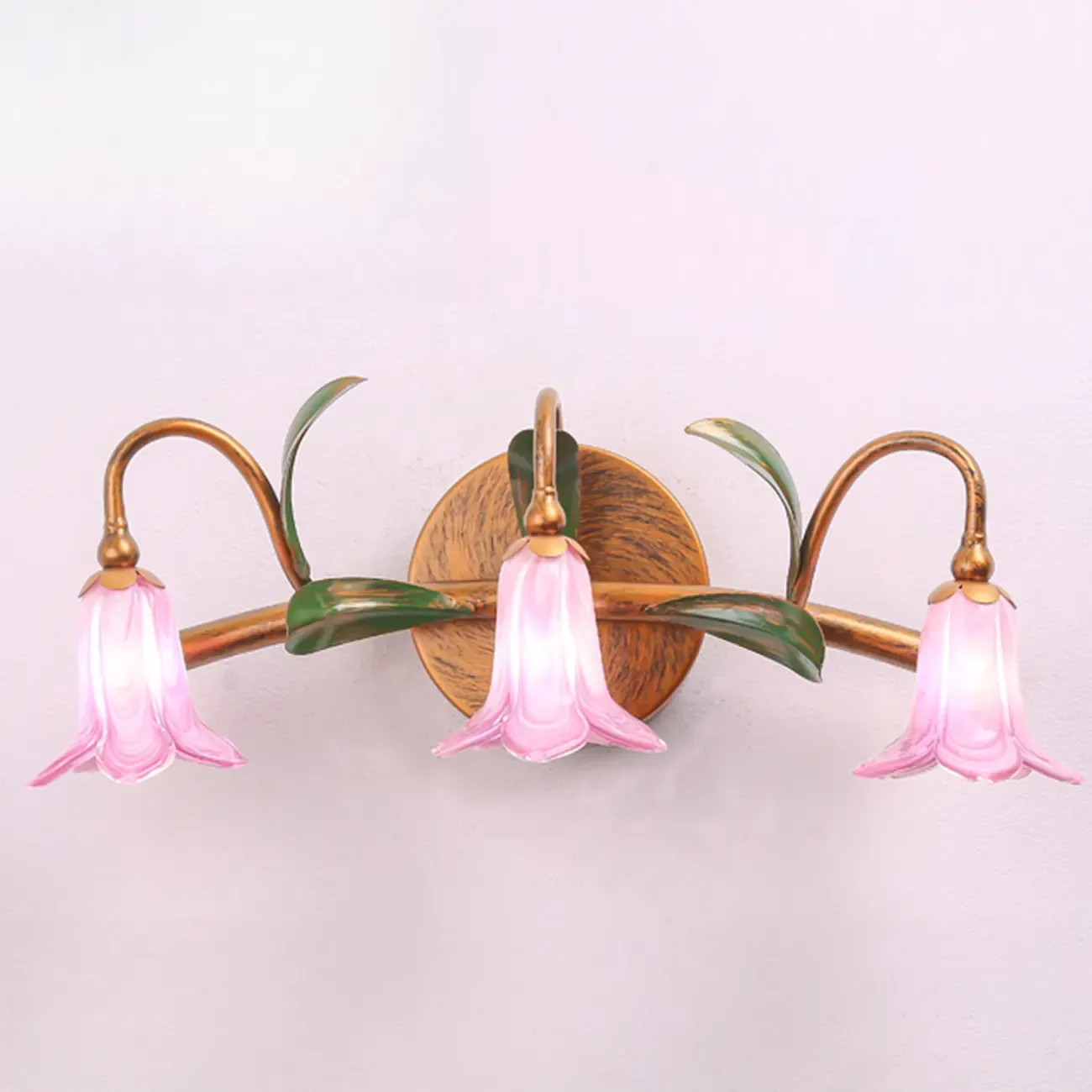 Vintage Brass Arc Flower Shape Vanity Light for Bathroom Use