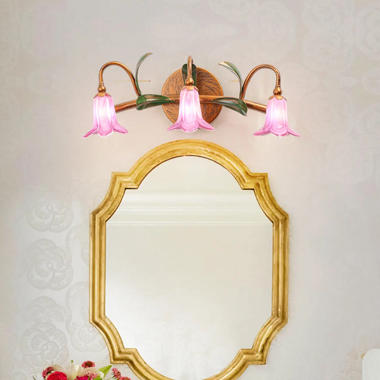 Vintage Brass Arc Flower Shape Vanity Light for Bathroom Use | homeyfad