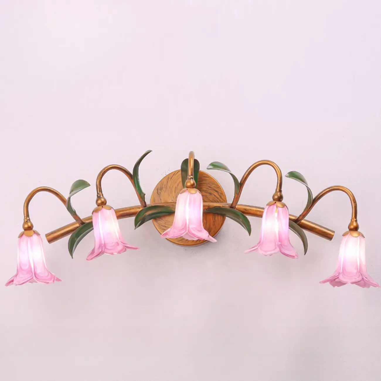 Vintage Brass Arc Flower Shape Vanity Light for Bathroom Use