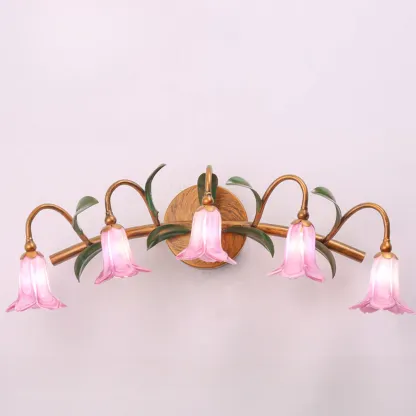 Vintage Brass Arc Flower Shape Vanity Light for Bathroom Use