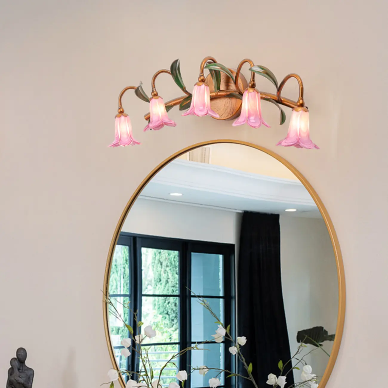 Vintage Brass Arc Flower Shape Vanity Light for Bathroom Use | homeyfad