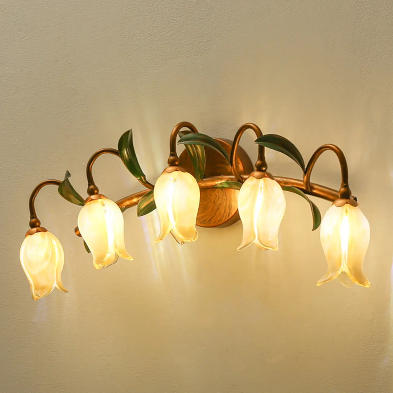 Vintage Brass Arc Flower Shape Vanity Light for Bathroom Use | homeyfad