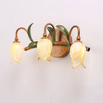 Vintage Brass Arc Flower Shape Vanity Light for Bathroom Use