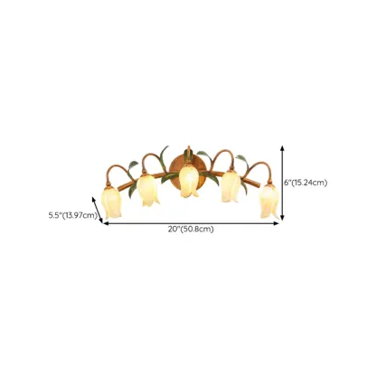 Vintage Brass Arc Flower Shape Vanity Light for Bathroom Use