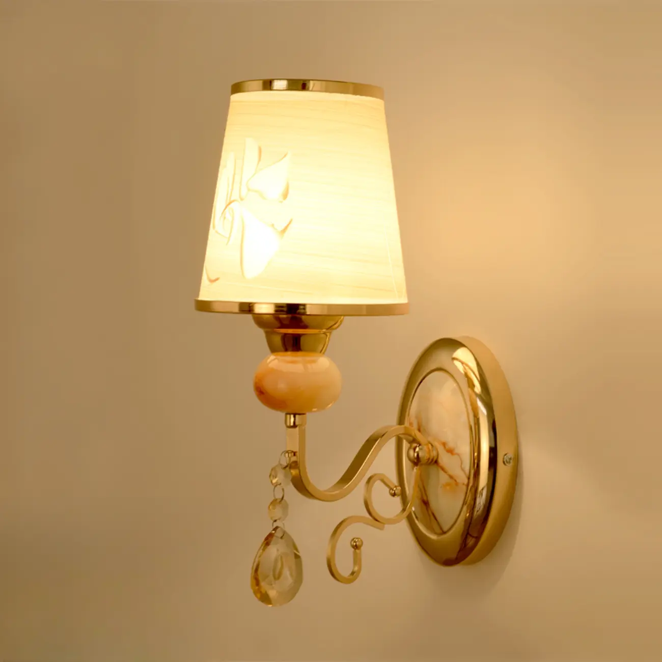 Modern Geometric Gold Wall Light with Crystal Accents Image - 3 | homeyfad