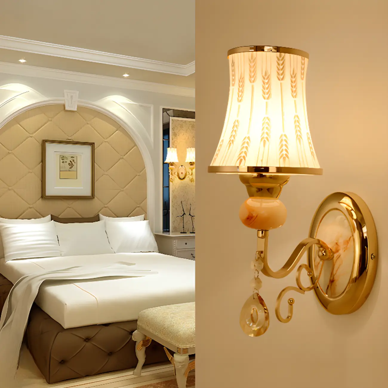 Modern Geometric Gold Wall Light with Crystal Accents Image - 5 | homeyfad