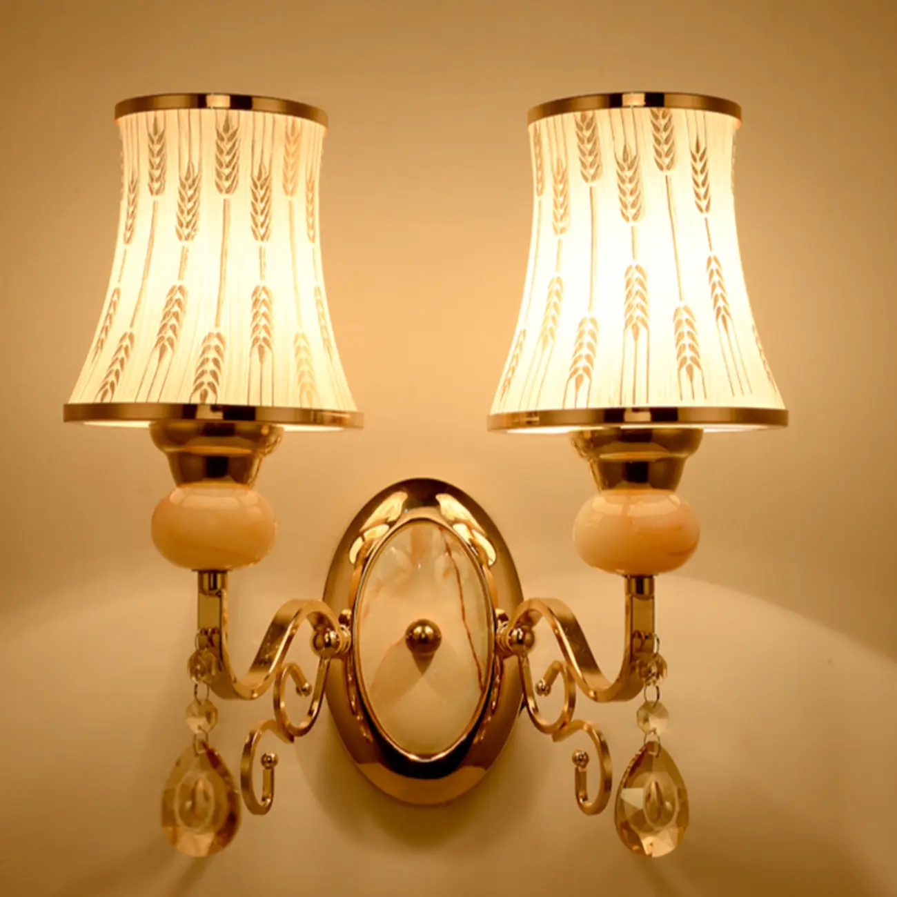 Modern Geometric Gold Wall Light with Crystal Accents Image - 8 | homeyfad