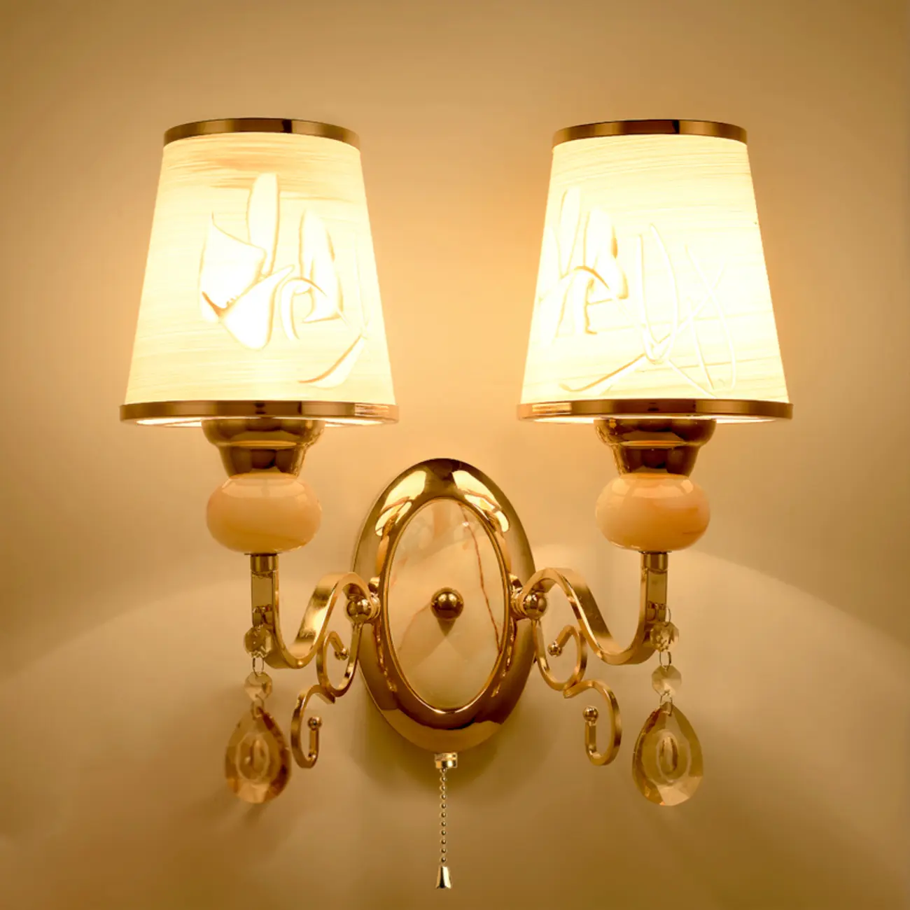 Modern Geometric Gold Wall Light with Crystal Accents Image - 11 | homeyfad