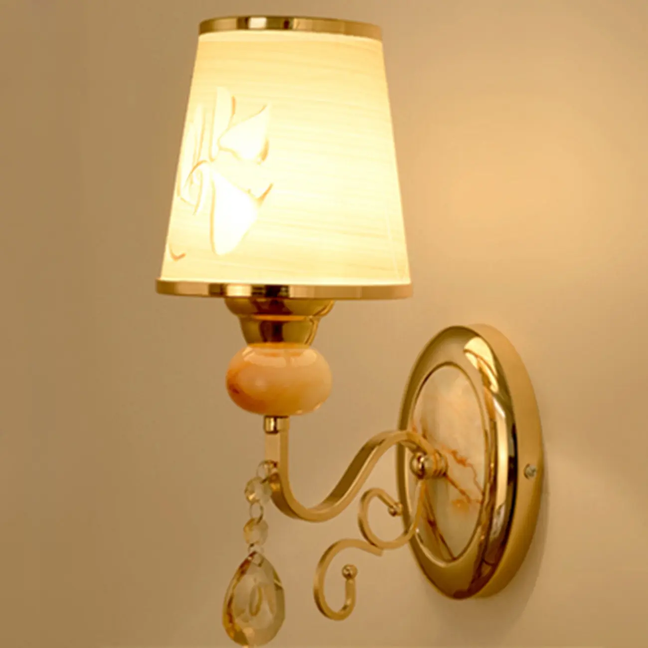 Modern Geometric Gold Wall Light with Crystal Accents Image - 12 | homeyfad