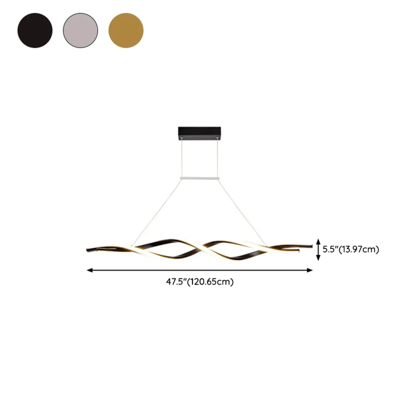 Modern Metal Linear LED Island Pendant Light for Kitchen #size