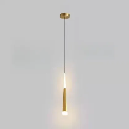 Metal Cone Warm LED Bedroom Pendant Light Adjustable Image - 9