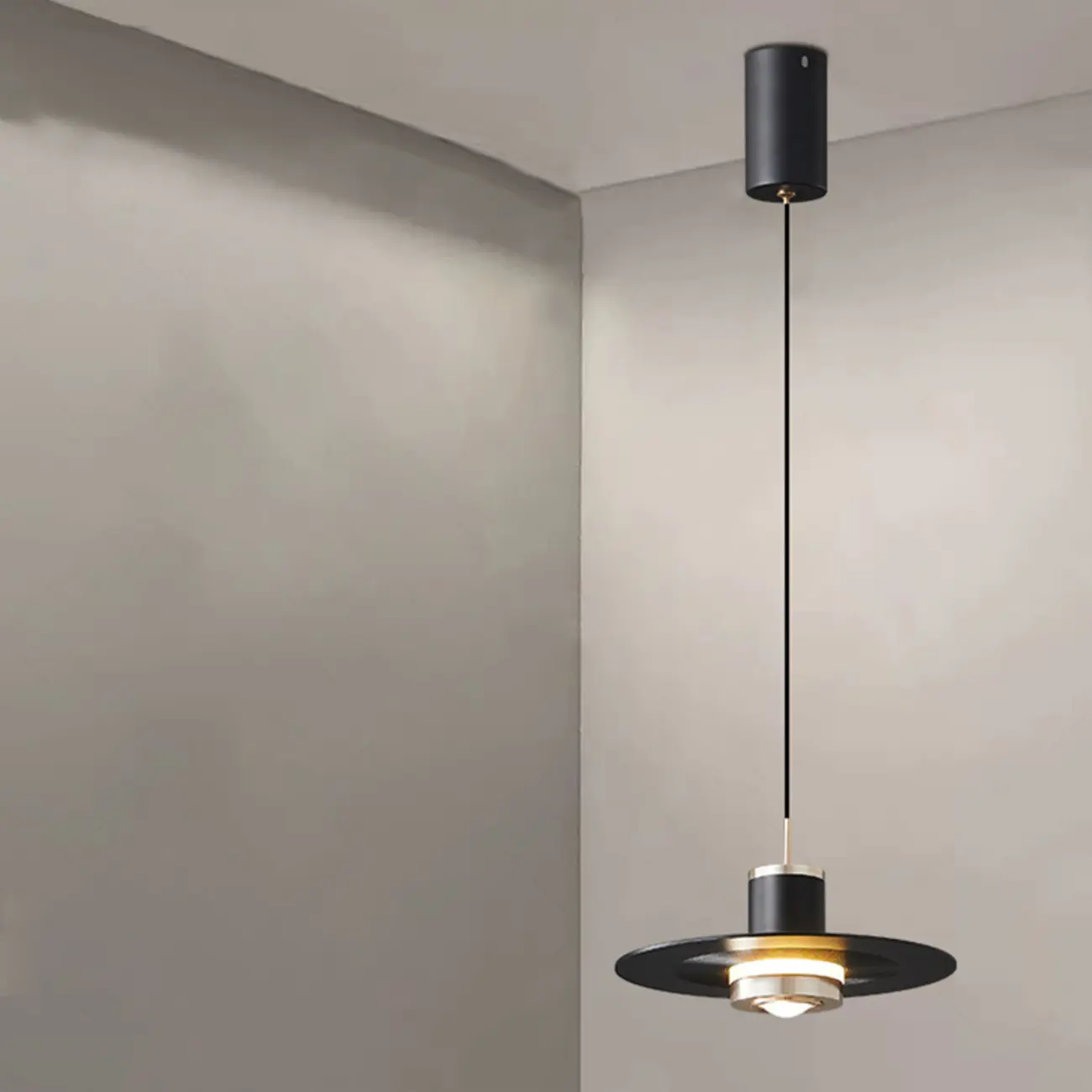 Modern Adjustable Crystal Metal Circle Dimming Pendant Light | homeyfad