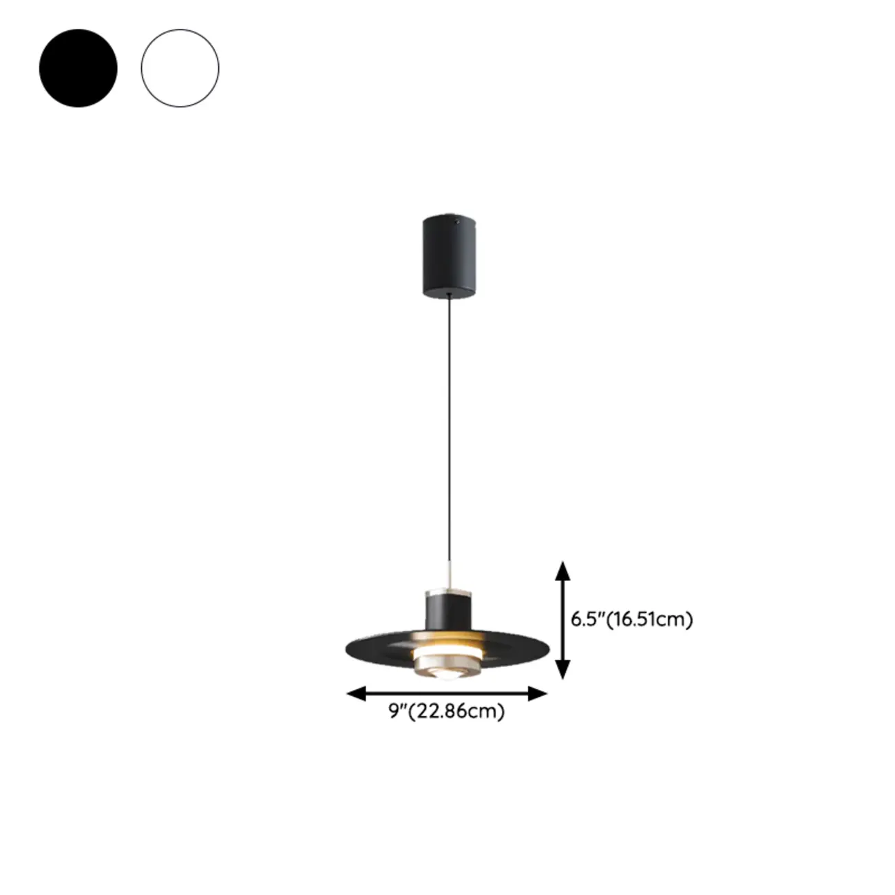 Modern Round Dimmable Pendant Light Hanging LED for Bedroom #size