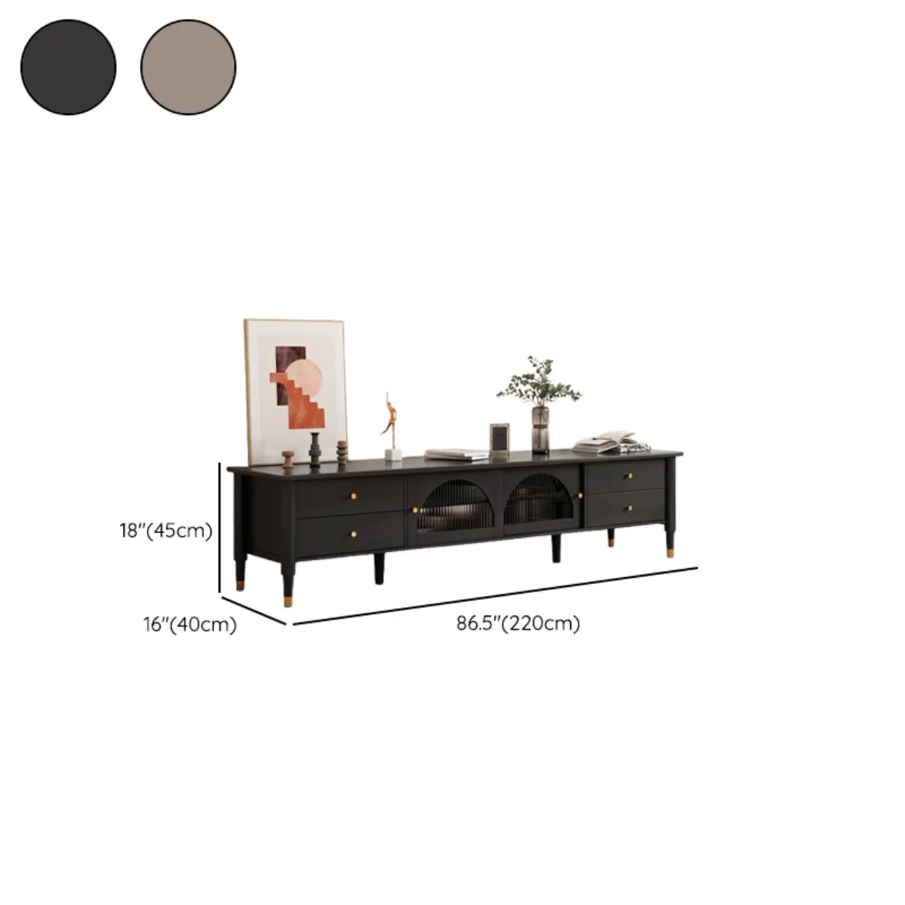 Long Brown 2-Drawer Pine Modern TV Stand with Cabinet #size | homeyfad