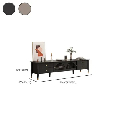 Long Brown 2-Drawer Pine Modern TV Stand with Cabinet #size