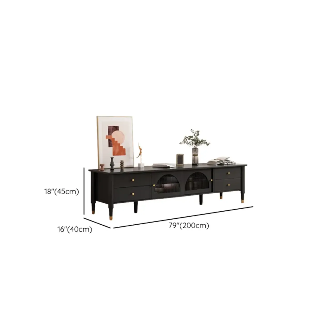 Long Brown 2-Drawer Pine Modern TV Stand with Cabinet Image - 23