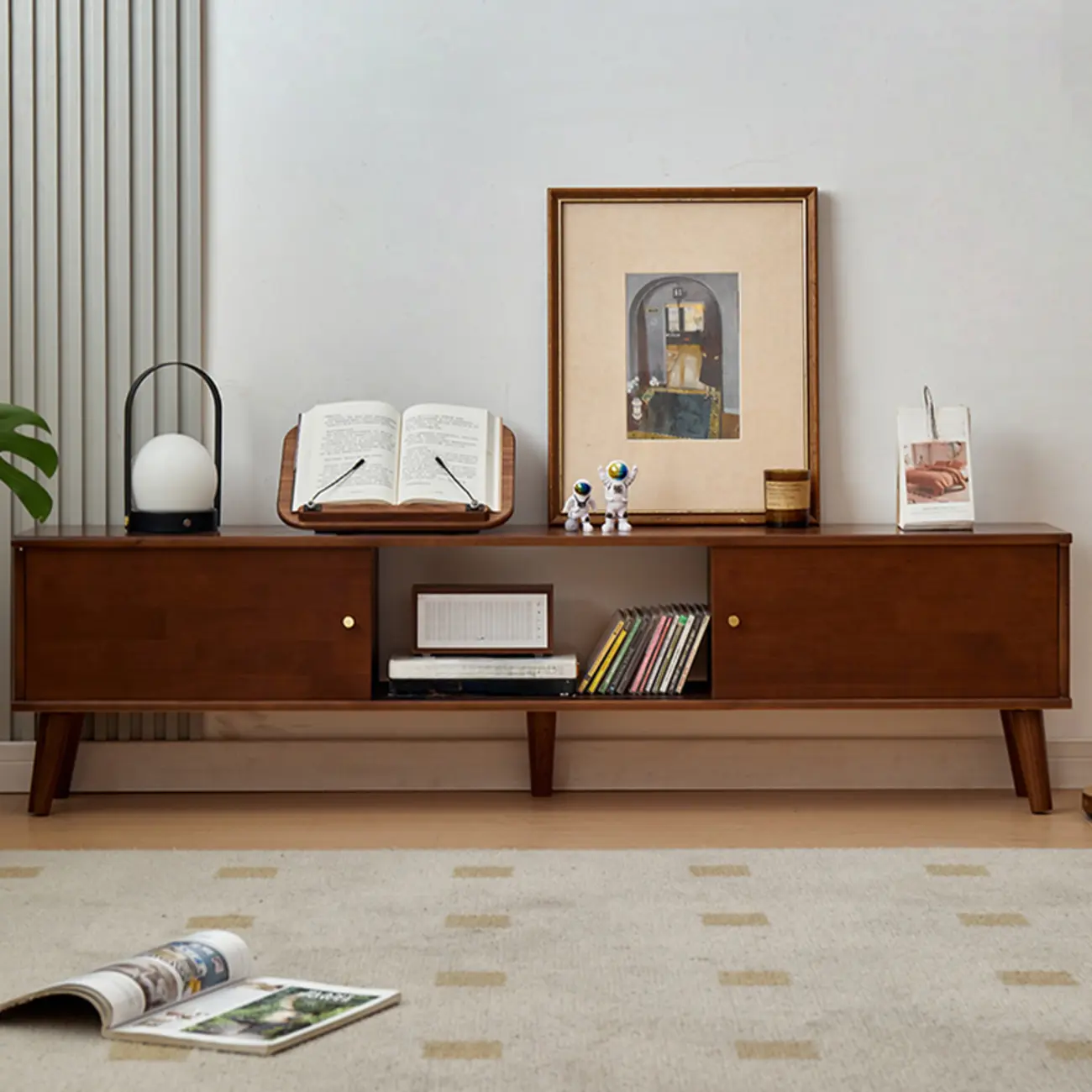 Modern Wood TV Stand with Storage, Cable Management | homeyfad