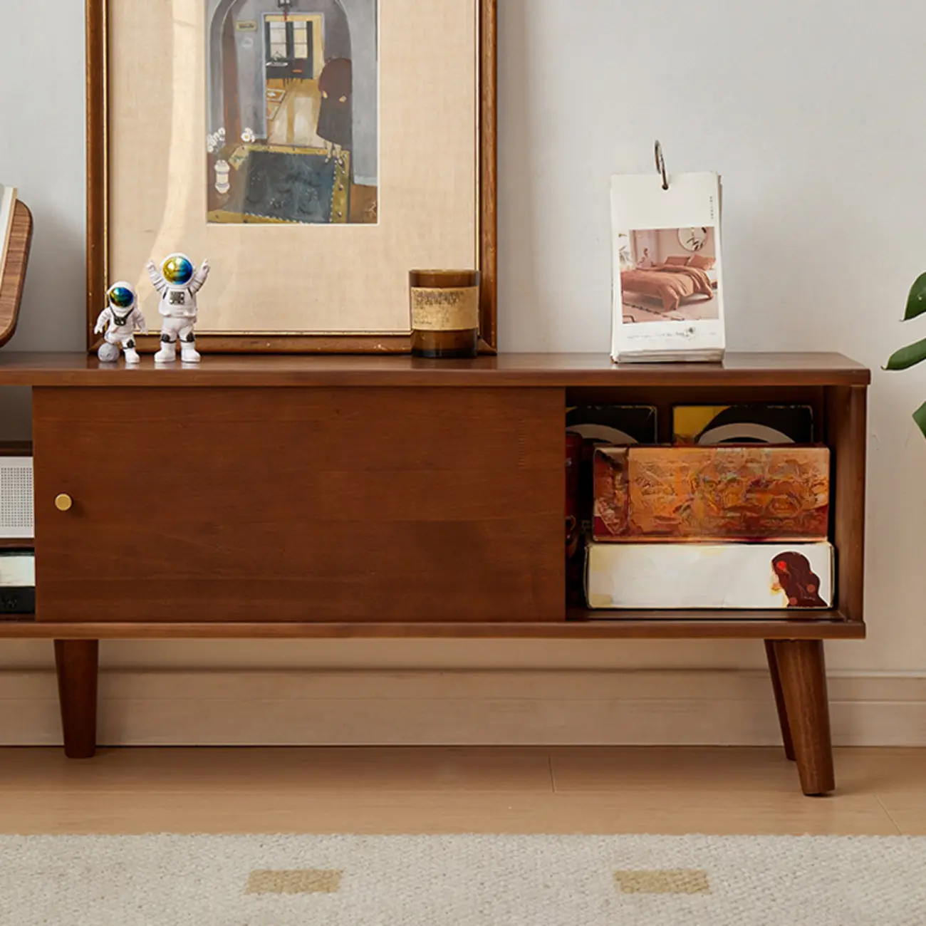 Modern Wood TV Stand with Storage, Cable Management | homeyfad