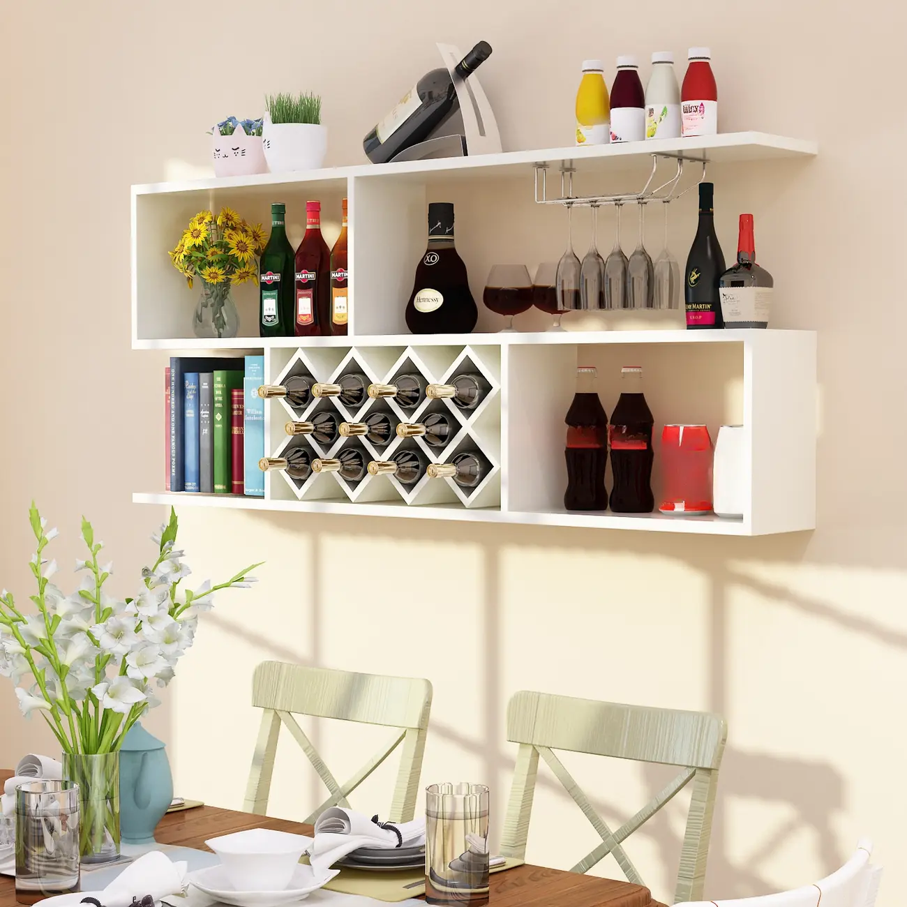 Stackable Wooden Wall-Mounted Wine Bottle Rack Image - 4 | homeyfad
