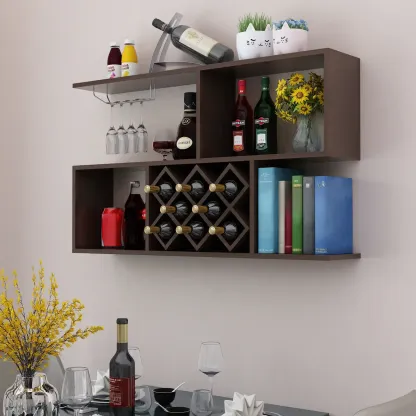Stackable Wooden Wall-Mounted Wine Bottle Rack Image - 6