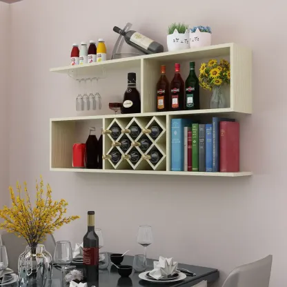 Stackable Wooden Wall-Mounted Wine Bottle Rack Image - 8