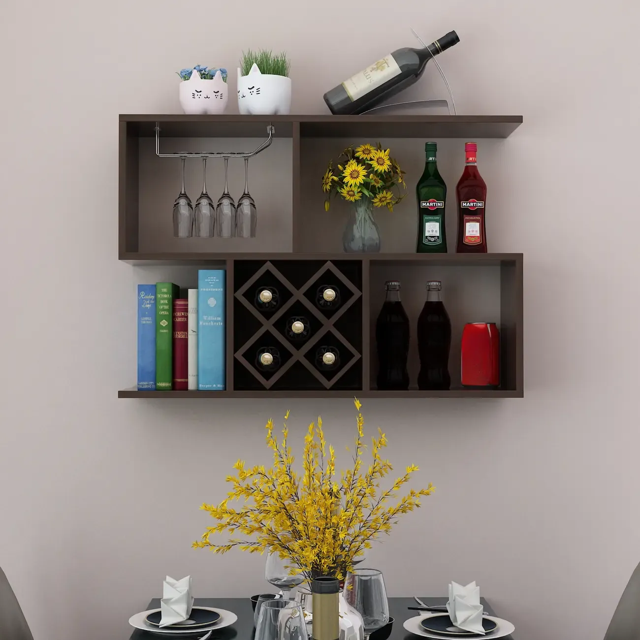 Stackable Wooden Wall-Mounted Wine Bottle Rack Image - 10