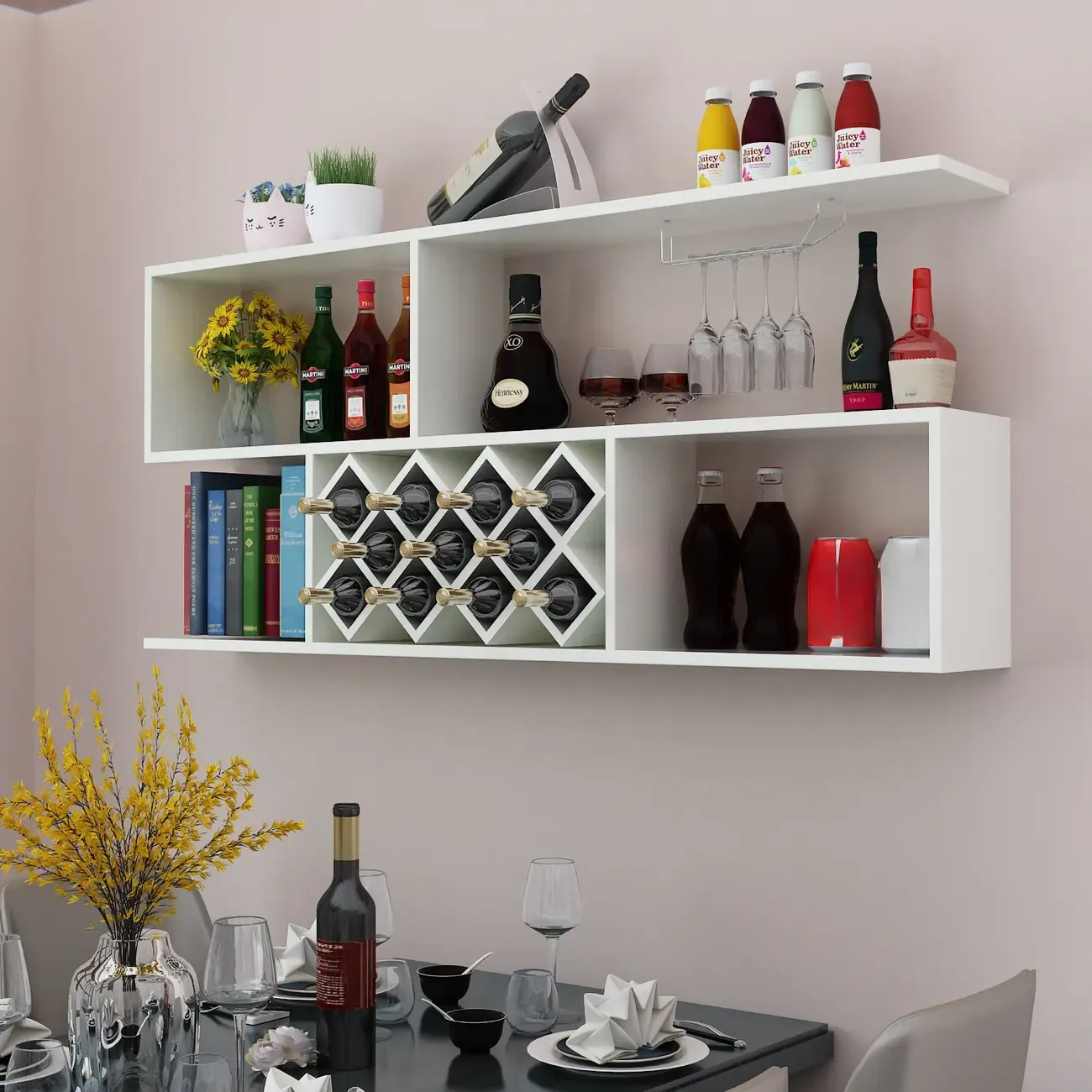 Stackable Wooden Wall-Mounted Wine Bottle Rack Image - 11