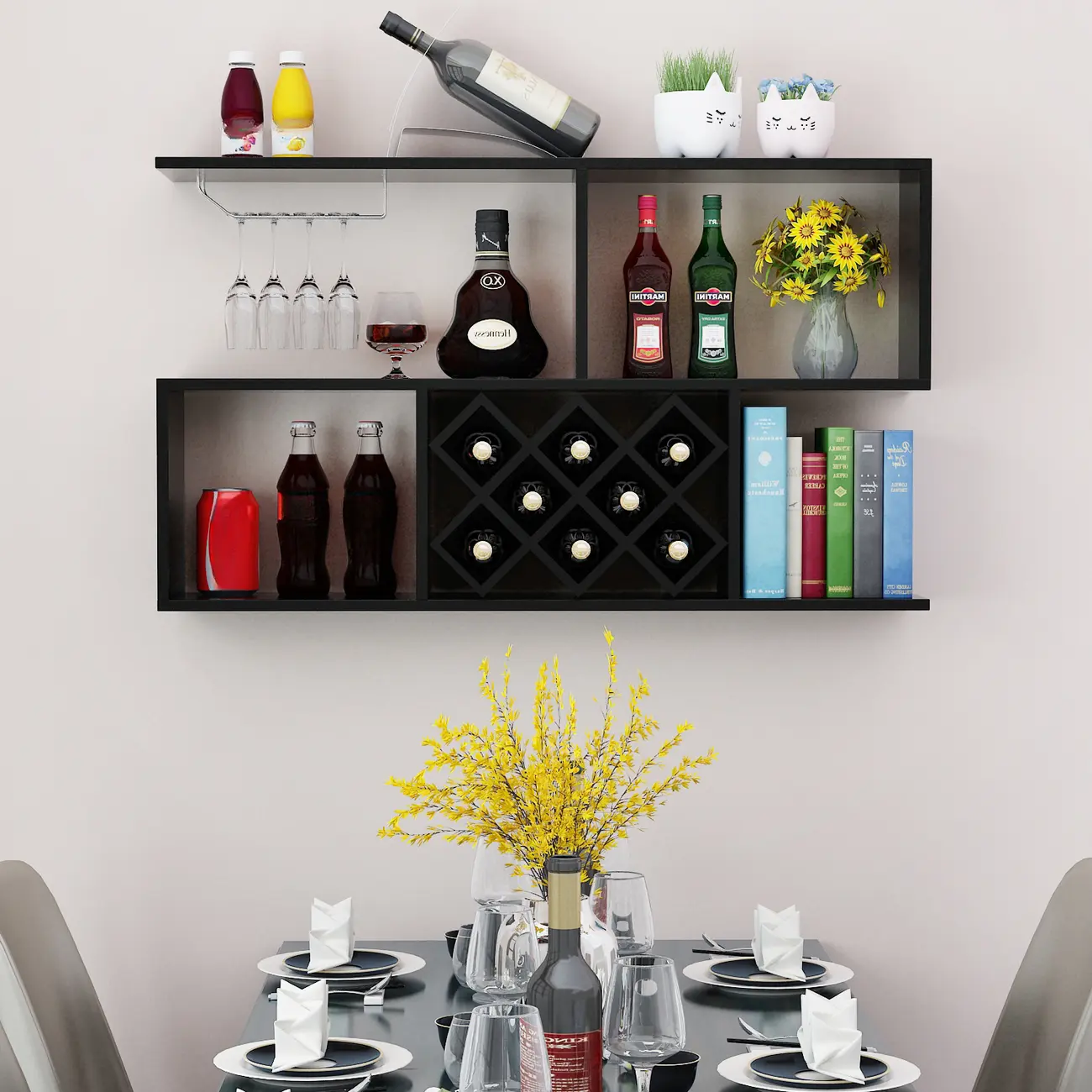 Stackable Wooden Wall-Mounted Wine Bottle Rack Image - 13 | homeyfad