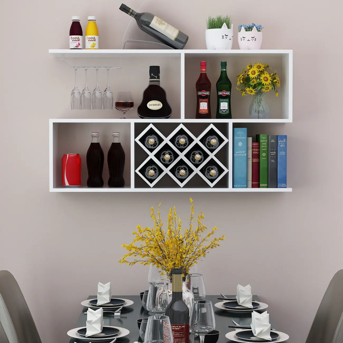 Stackable Wooden Wall-Mounted Wine Bottle Rack Image - 14 | homeyfad