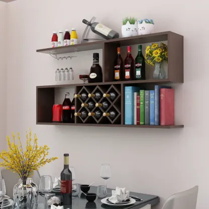 Stackable Wooden Wall-Mounted Wine Bottle Rack Image - 15