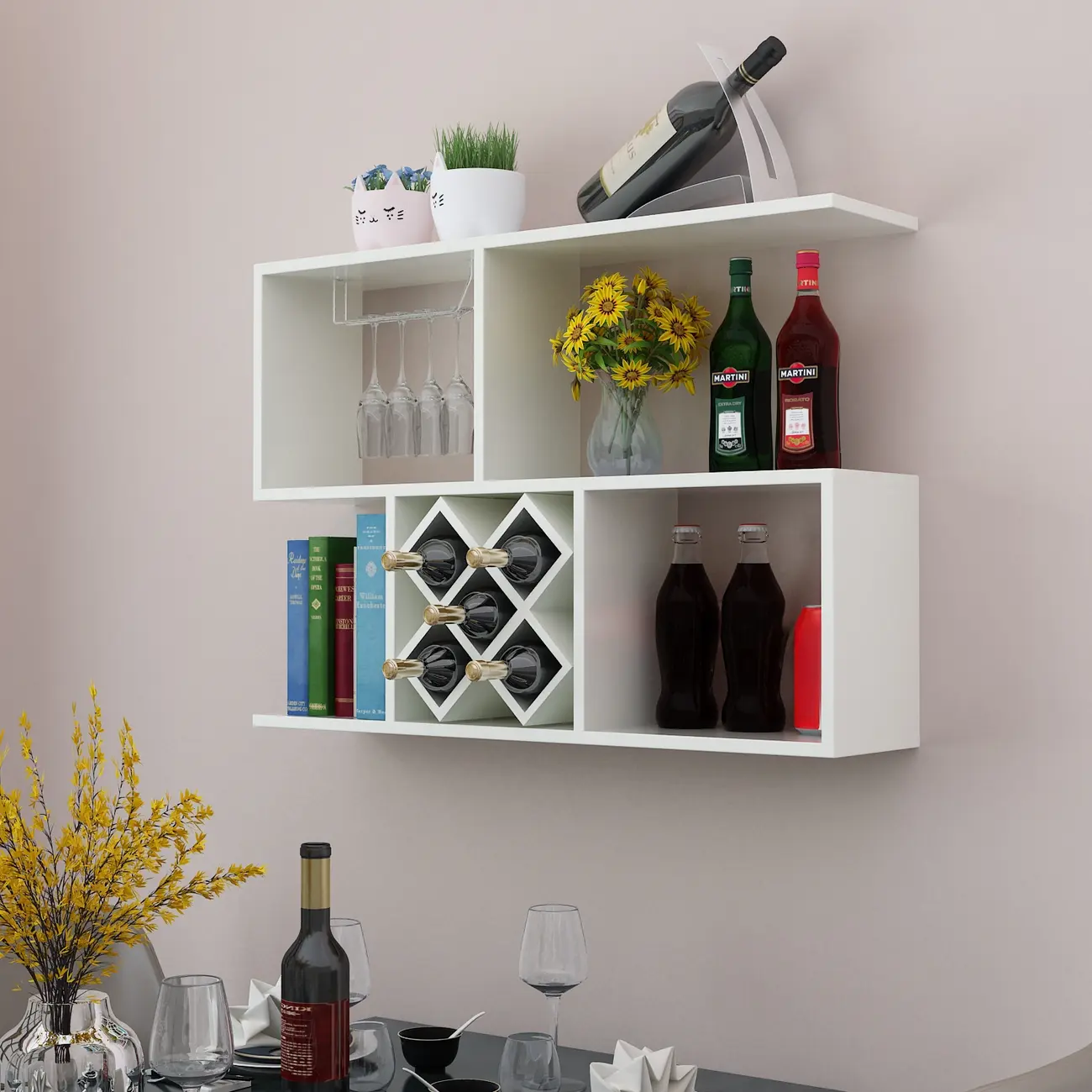 Stackable Wooden Wall-Mounted Wine Bottle Rack Image - 18 | homeyfad