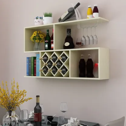 Stackable Wooden Wall-Mounted Wine Bottle Rack Image - 20