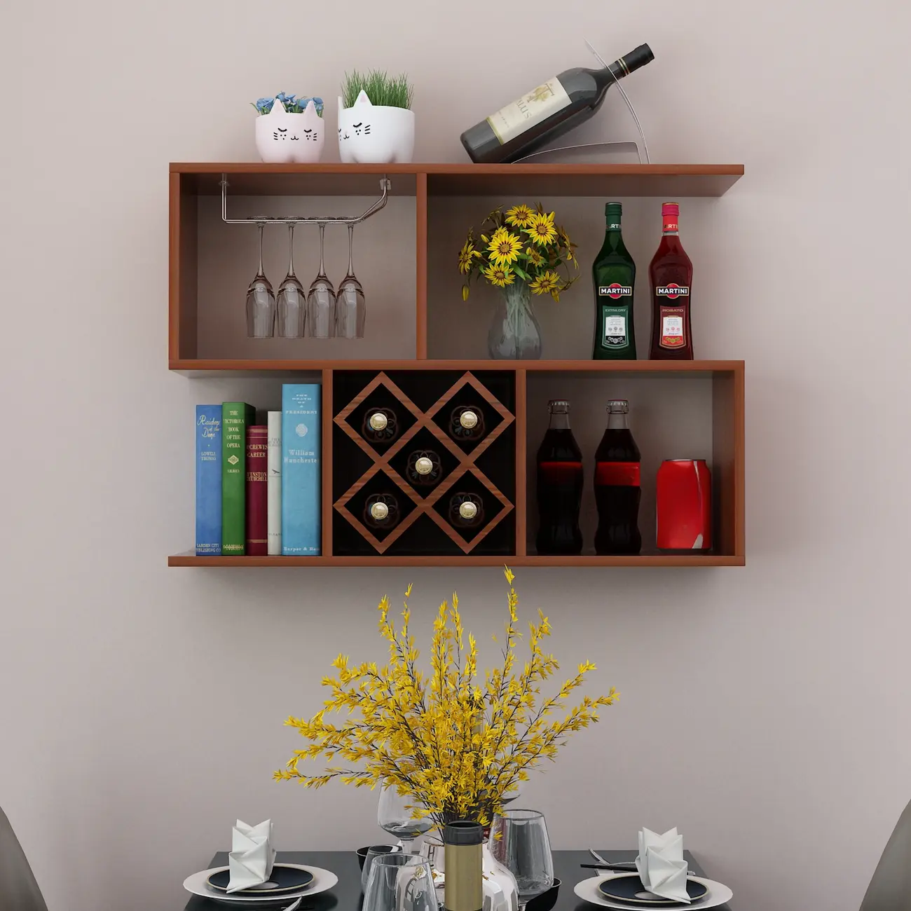 Stackable Wooden Wall-Mounted Wine Bottle Rack Image - 21 | homeyfad