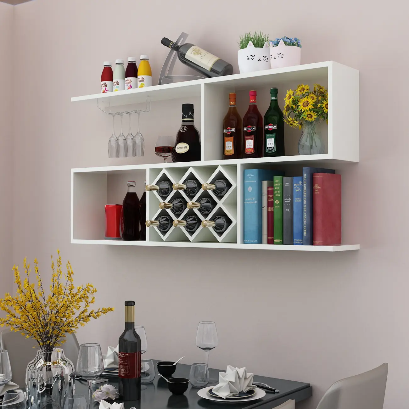 Stackable Wooden Wall-Mounted Wine Bottle Rack Image - 24 | homeyfad