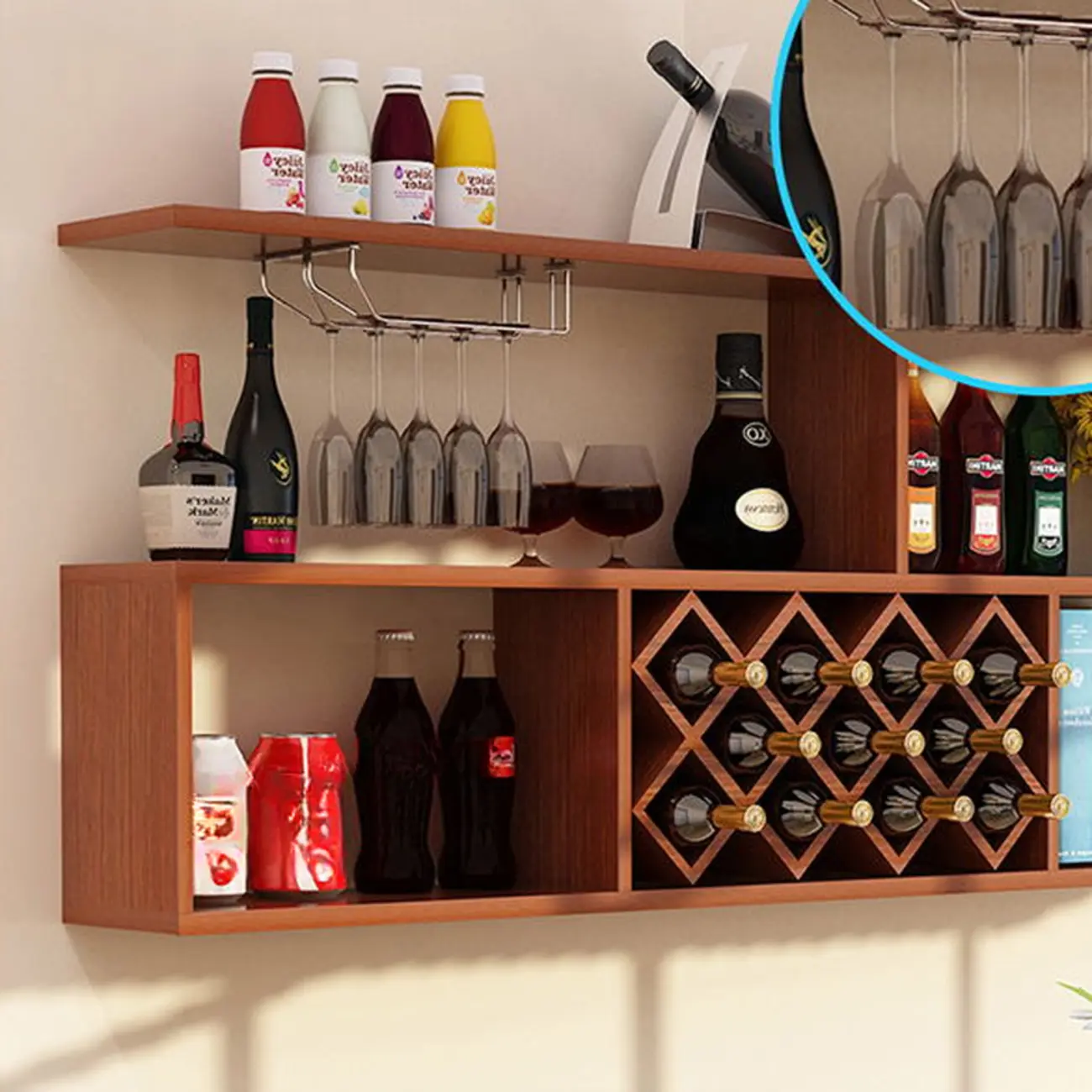 Stackable Wooden Wall-Mounted Wine Bottle Rack Image - 26 | homeyfad