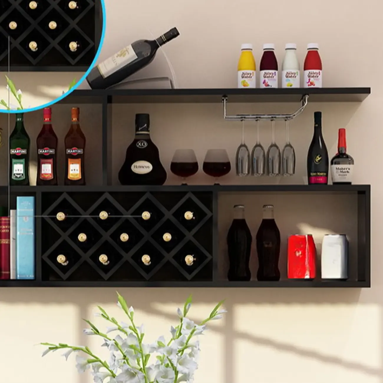 Stackable Wooden Wall-Mounted Wine Bottle Rack Image - 27