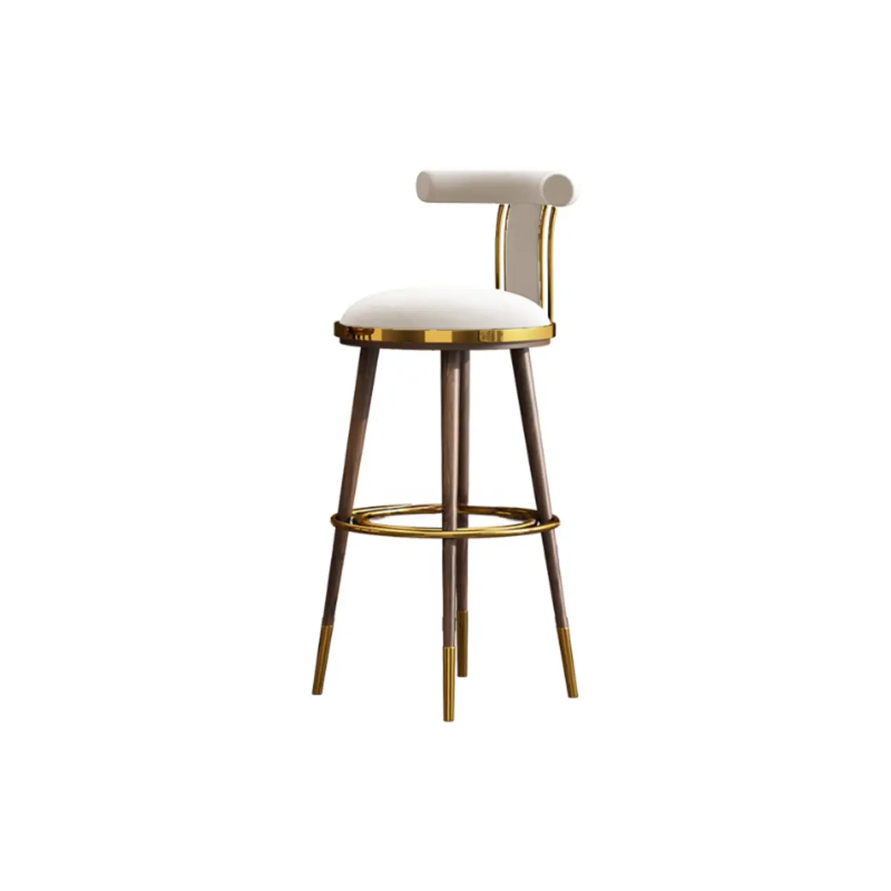Glam Wood Velvet Upholstered Gold Accent Bar Stool | homeyfad