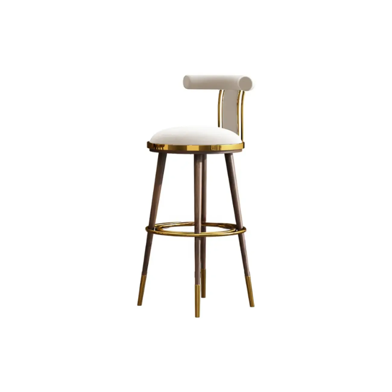 Glam Wood Velvet Upholstered Gold Accent Bar Stool