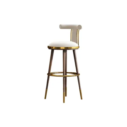 Glam Wood Velvet Upholstered Gold Accent Bar Stool