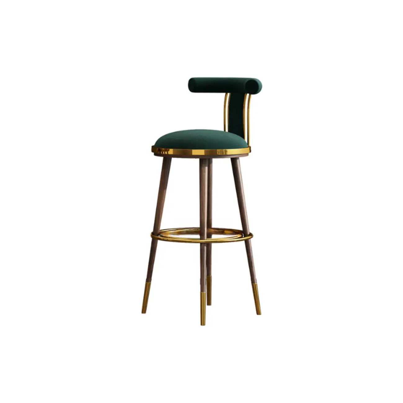 Glam Wood Velvet Upholstered Gold Accent Bar Stool | homeyfad