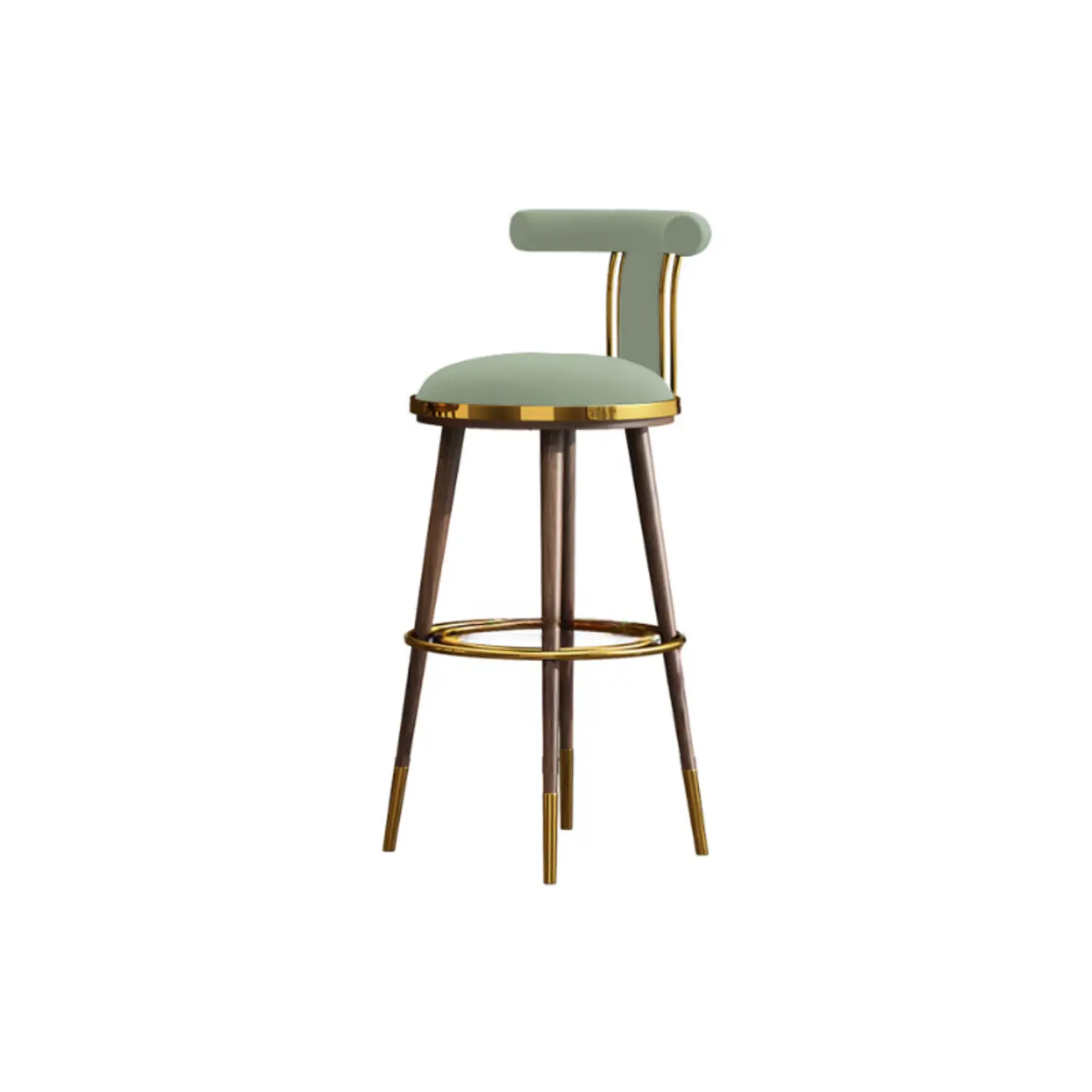 Glam Wood Velvet Upholstered Gold Accent Bar Stool | homeyfad